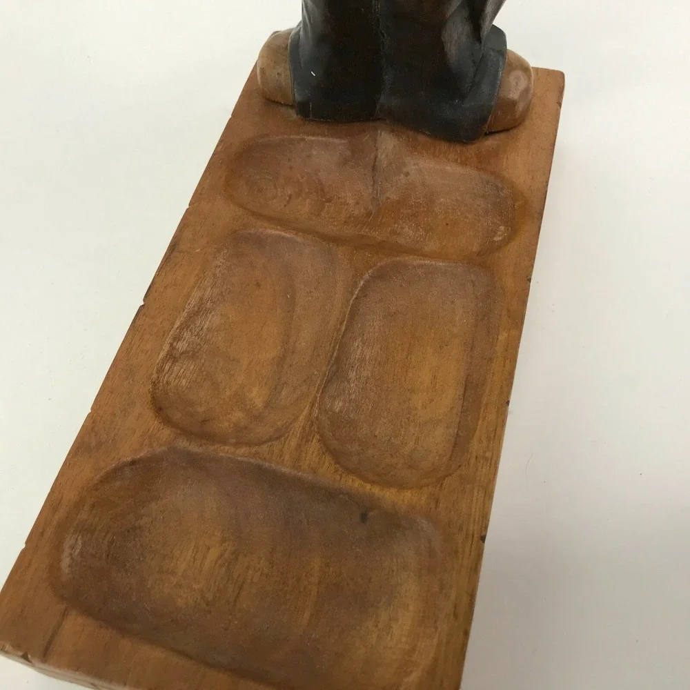 Vintage Wooden Hobo Folk Art Mens Caddy Vanity Tray‎ Dresser Organizer